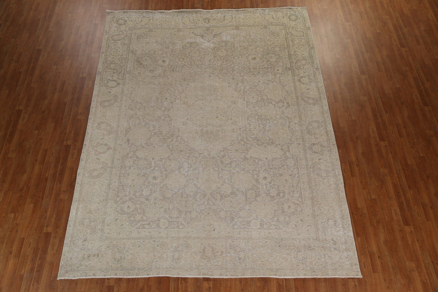 Vintage Geometric Tabriz Persian Area Rug 9x12