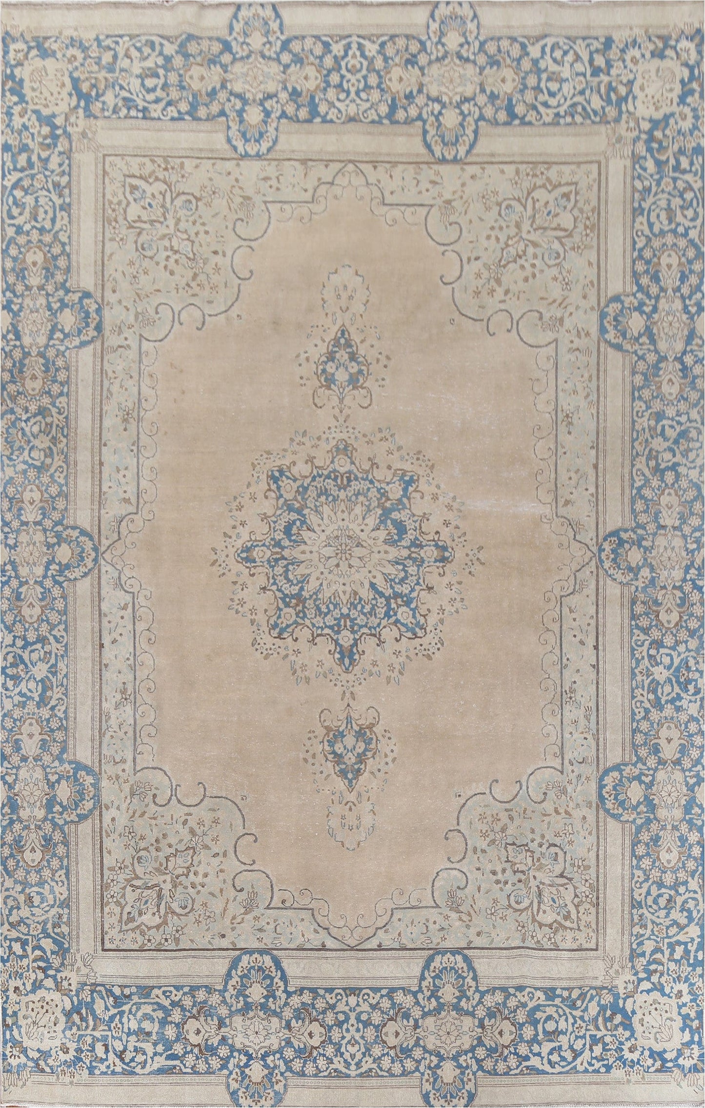 Floral Medallion Kerman Persian Area Rug 9x13