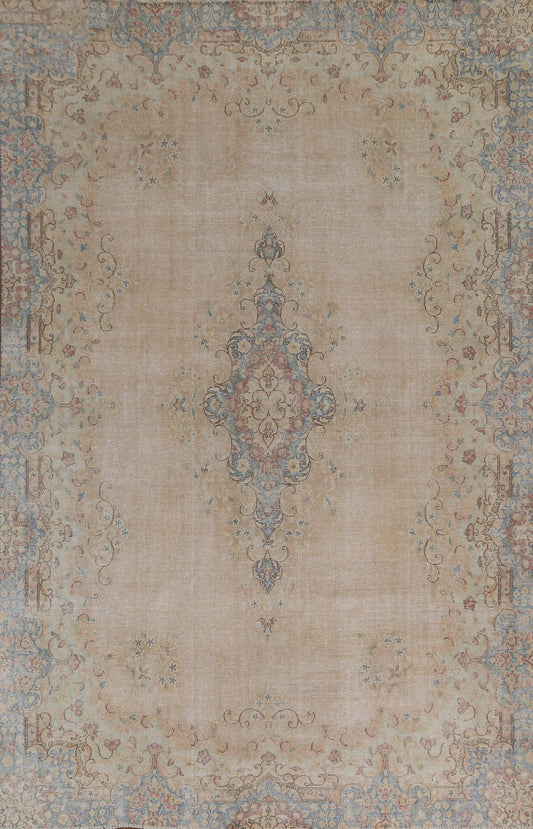 Distressed Floral Kerman Persian Area Rug 7x10