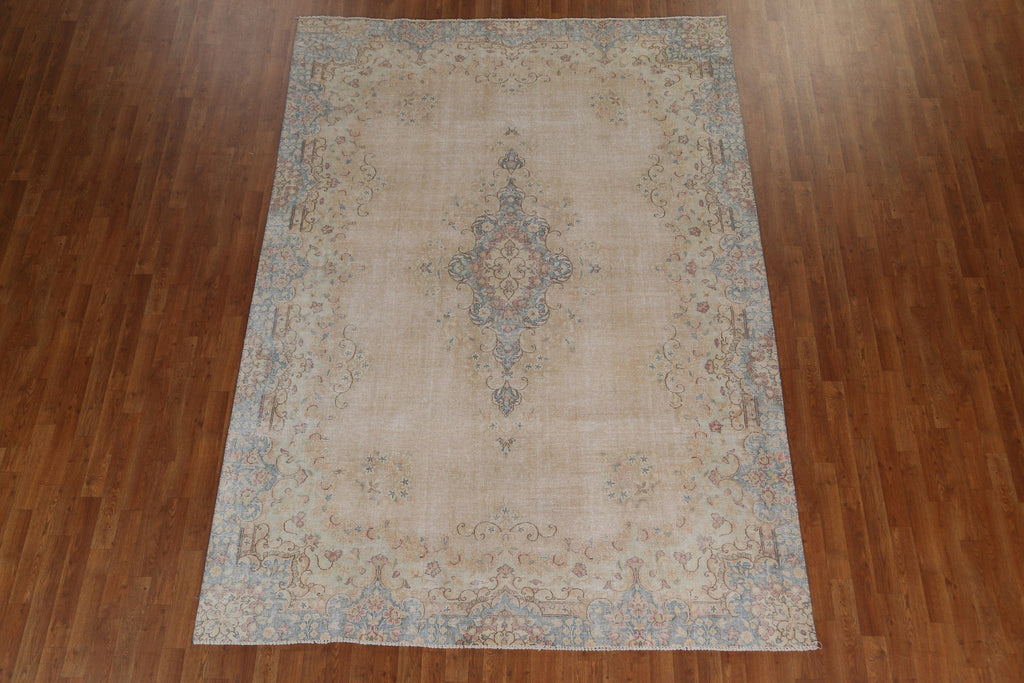 Distressed Floral Kerman Persian Area Rug 7x10