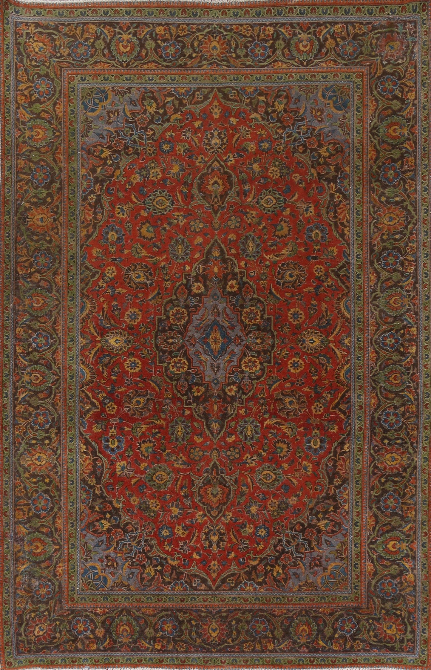 Traditional Distressed Kashan Persian Area Rug 8x11