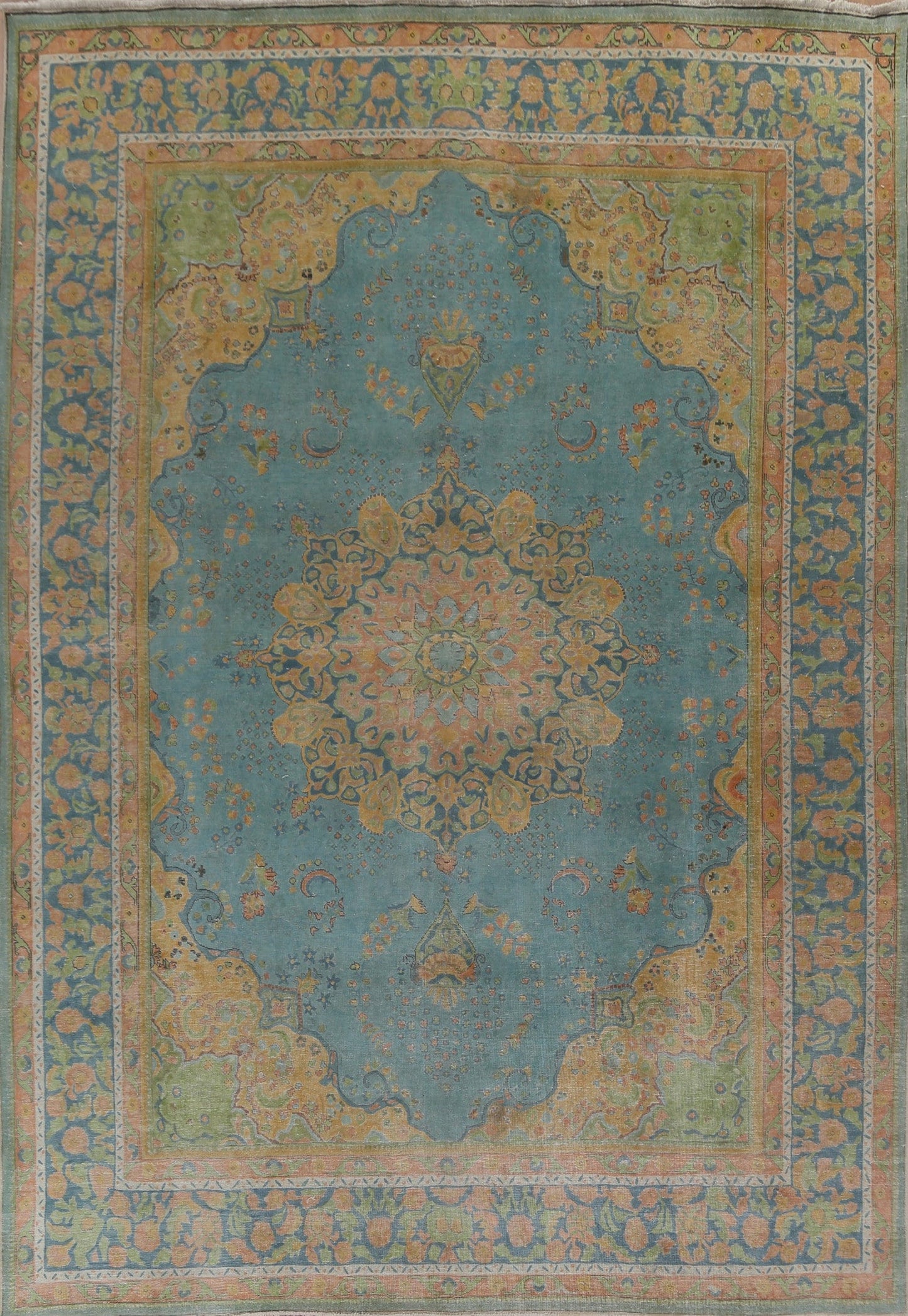 Geometric Over-Dyed Tabriz Persian Area Rug 10x12