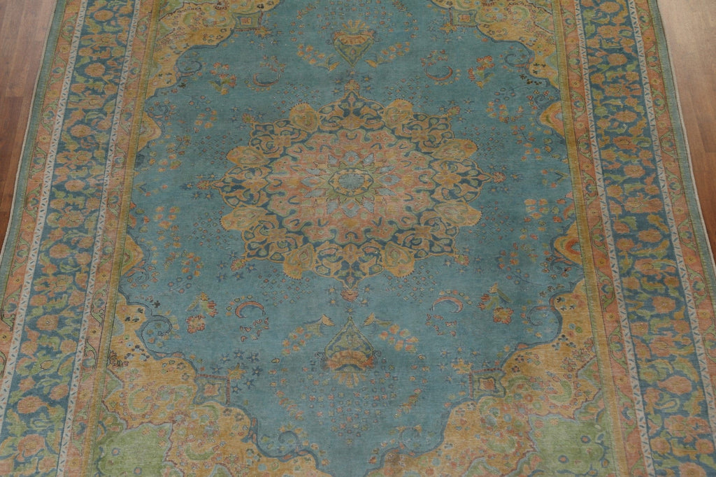 Geometric Over-Dyed Tabriz Persian Area Rug 10x12