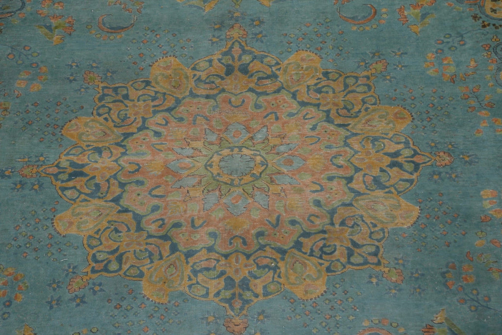 Geometric Over-Dyed Tabriz Persian Area Rug 10x12