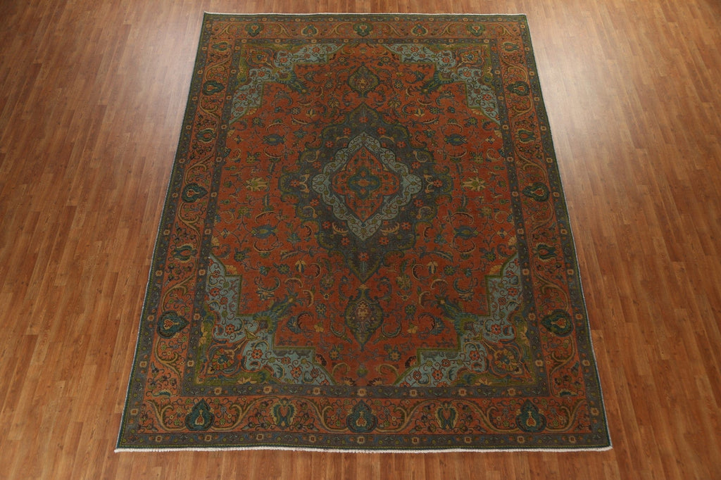 Floral Overdyed Tabriz Persian Area Rug 10x13