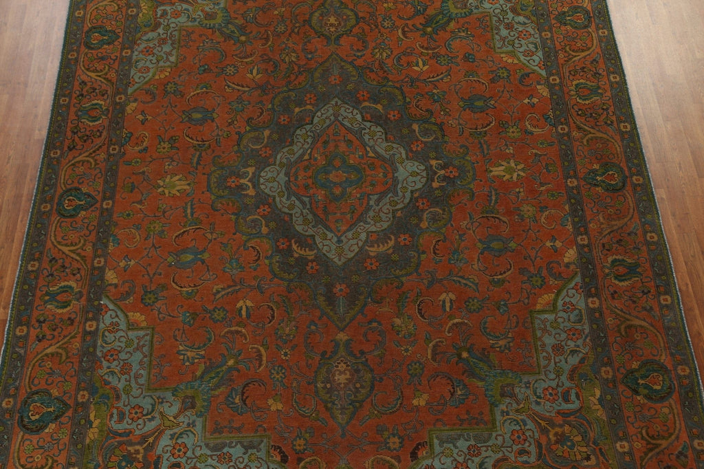 Floral Overdyed Tabriz Persian Area Rug 10x13