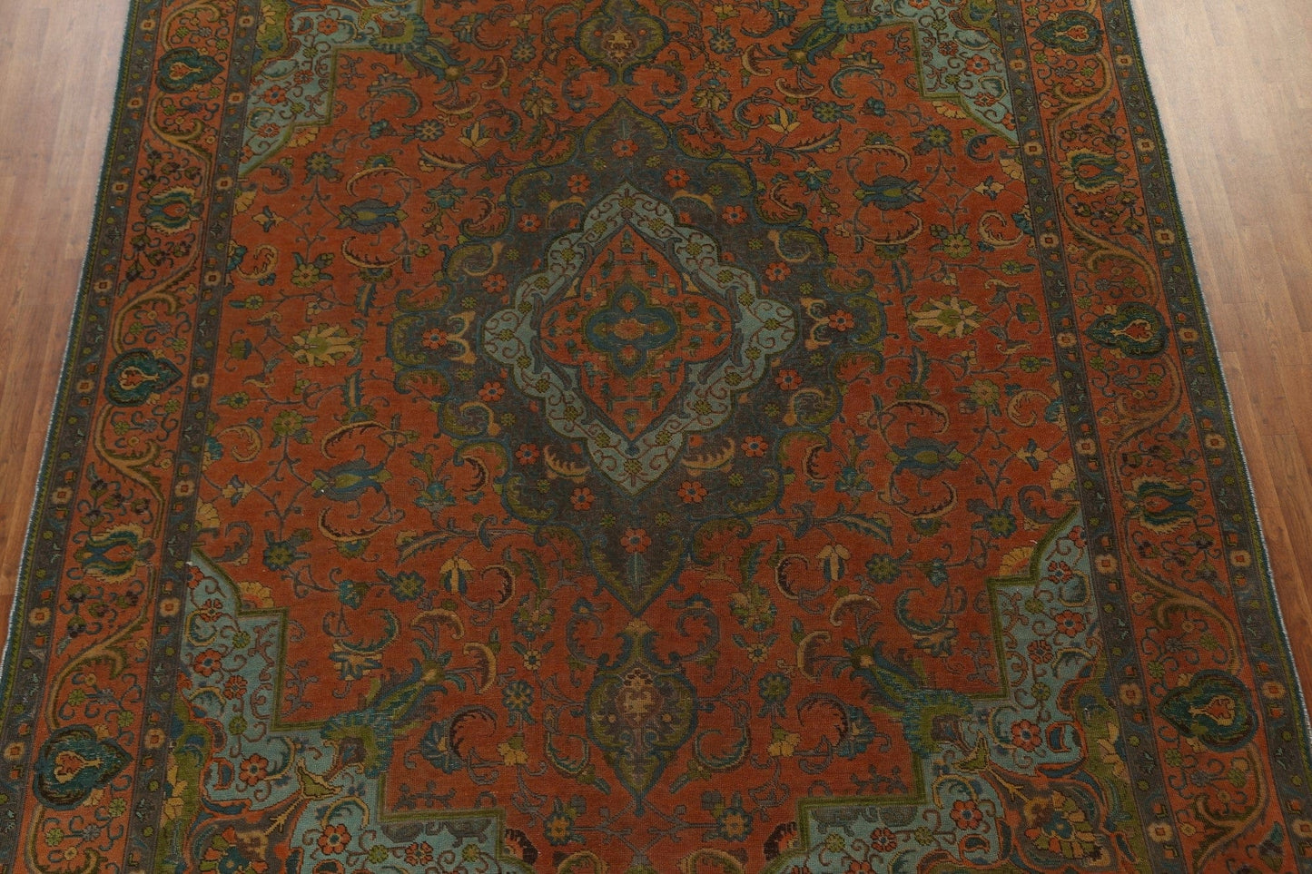 Floral Overdyed Tabriz Persian Area Rug 10x13