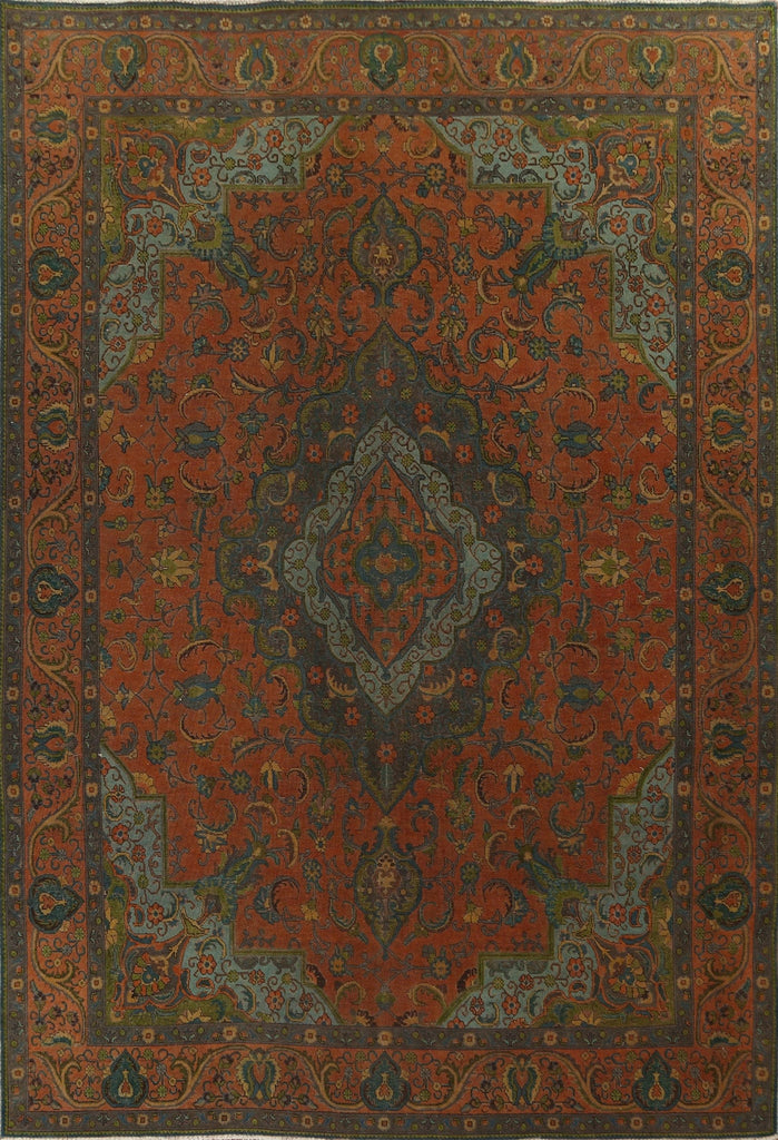 Floral Overdyed Tabriz Persian Area Rug 10x13