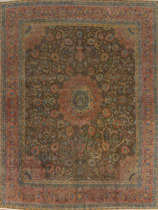 Over-Dyed Floral Kashmar Persian Area Rug 9x11