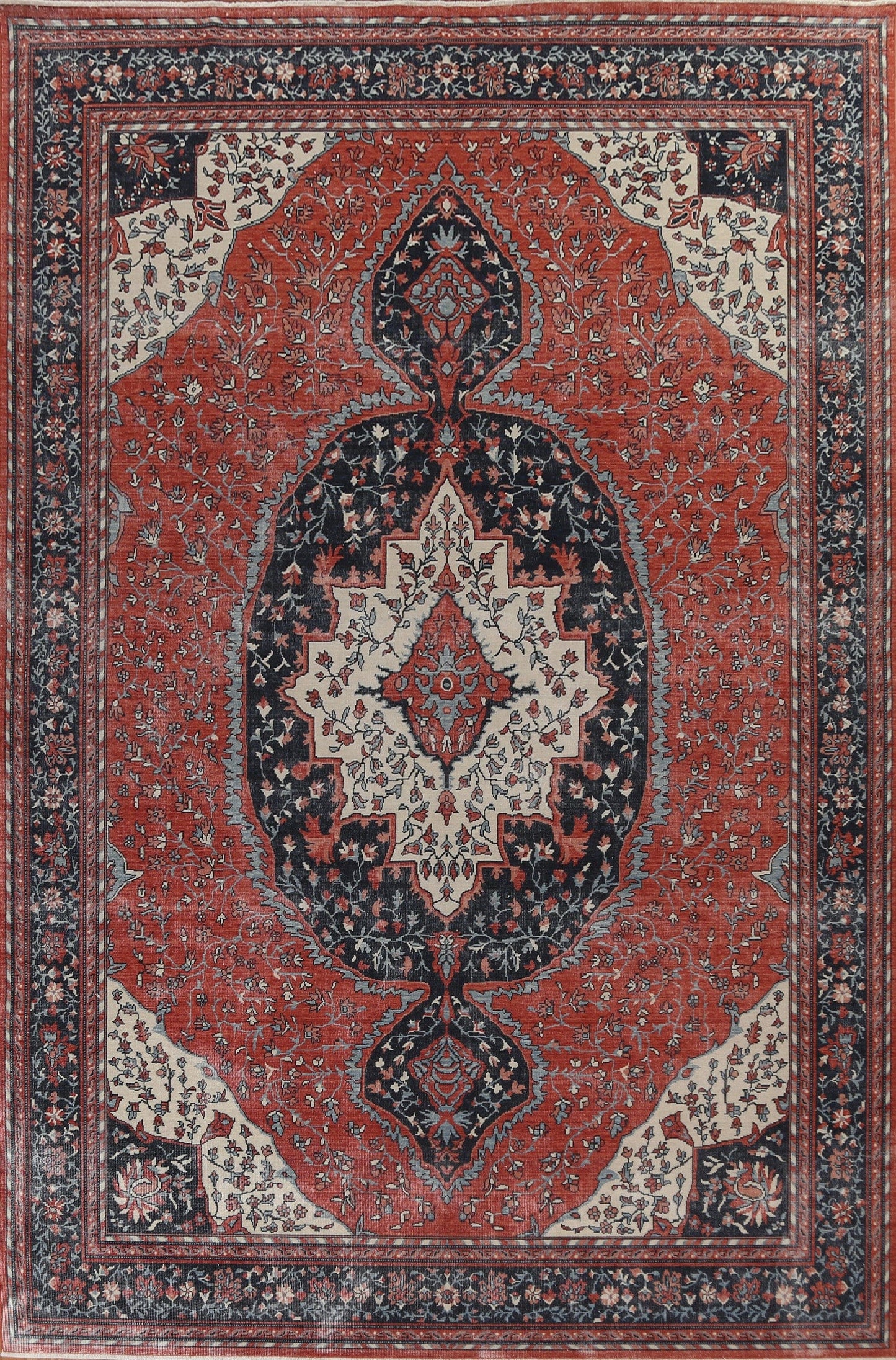 Floral Red Sarouk Farahan Oriental Area Rug 10x13