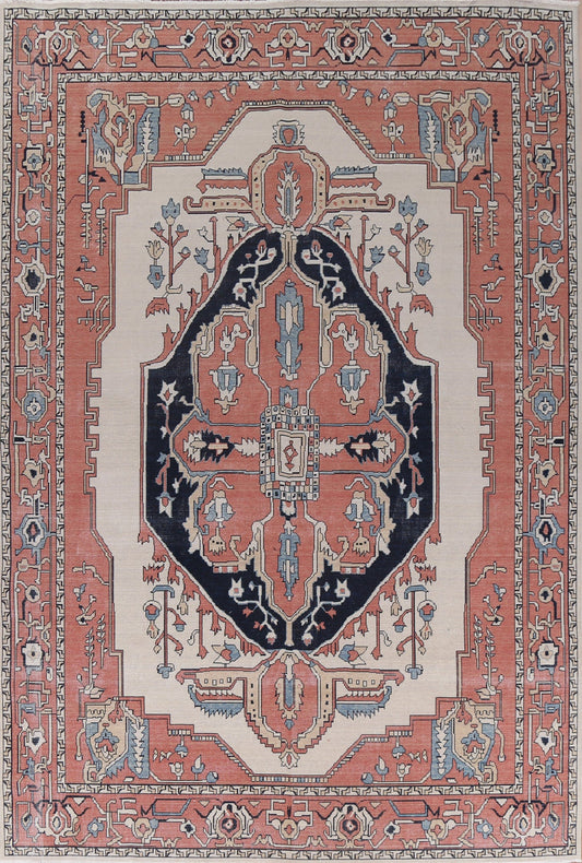 Geometric Heriz Serapi Turkish Wool Rug 10x13