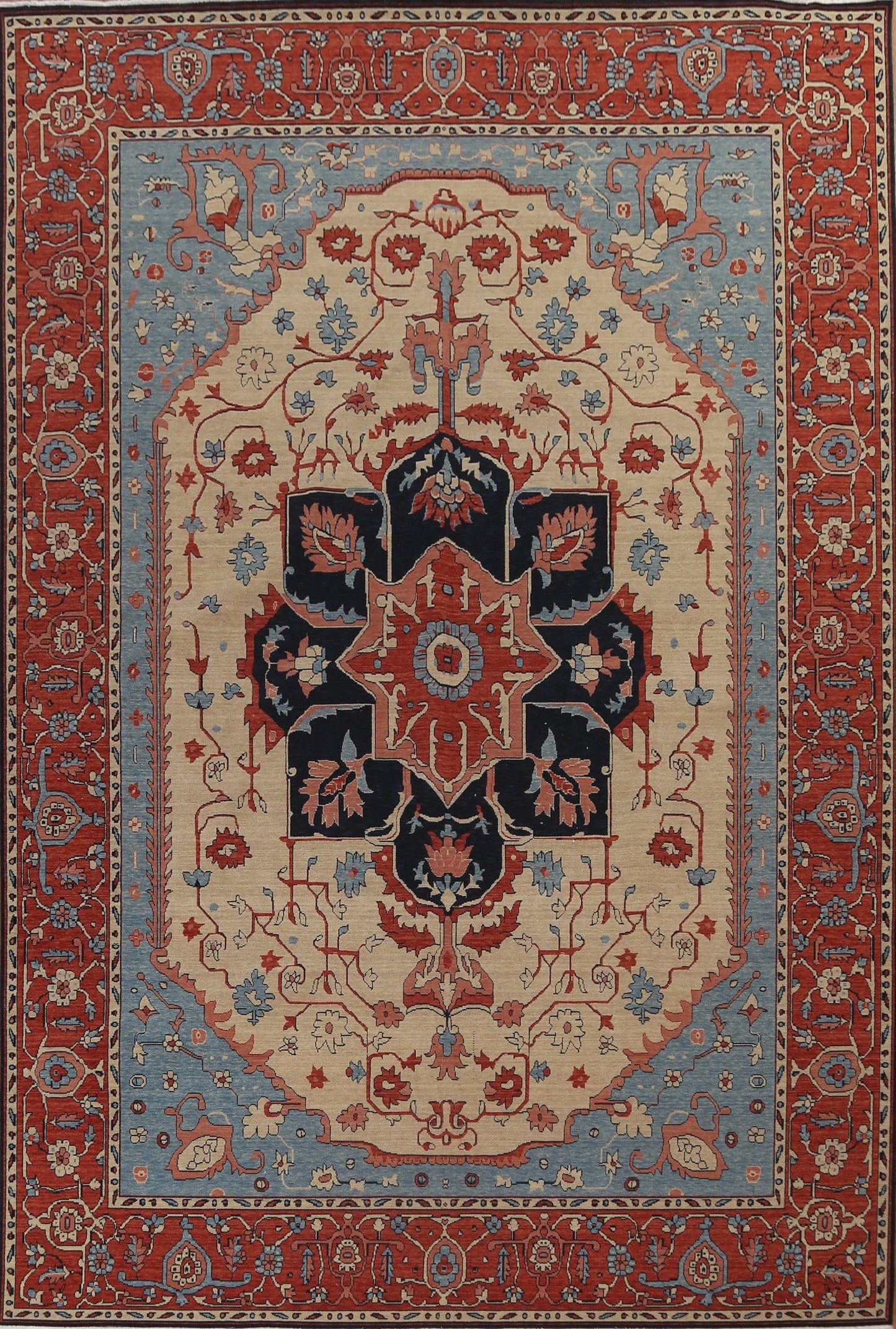 Floral Heriz Serapi Oriental Area Rug 10x13