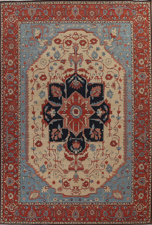 Floral Heriz Serapi Oriental Area Rug 10x13