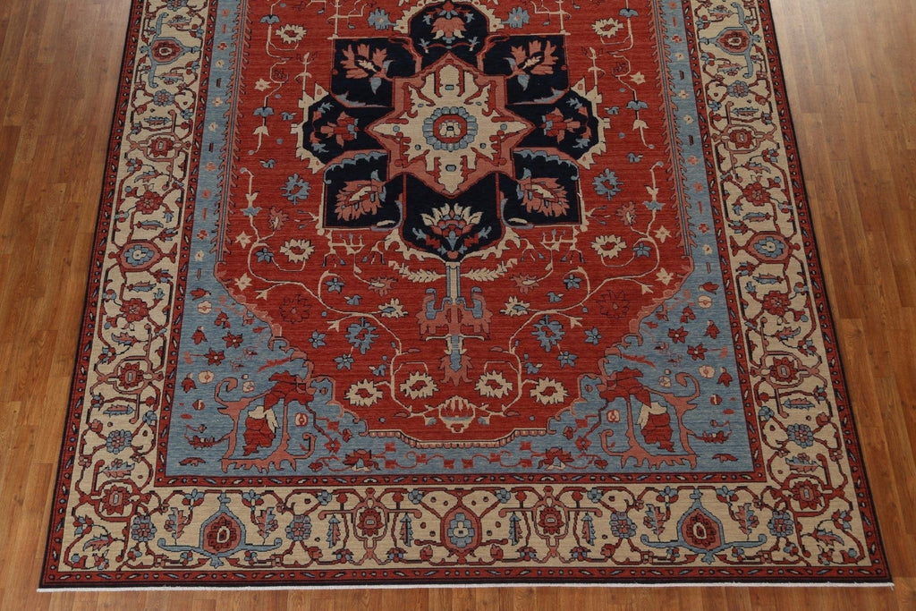 Geometric Handmade Heriz Serapi Oriental Area Rug 10x13