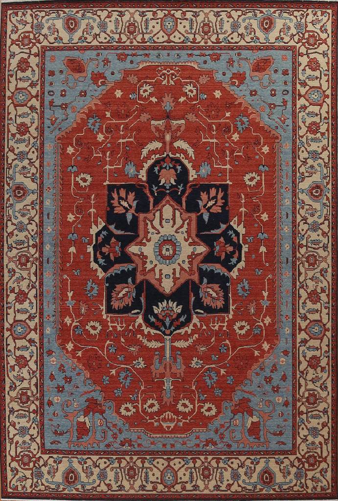 Geometric Handmade Heriz Serapi Oriental Area Rug 10x13