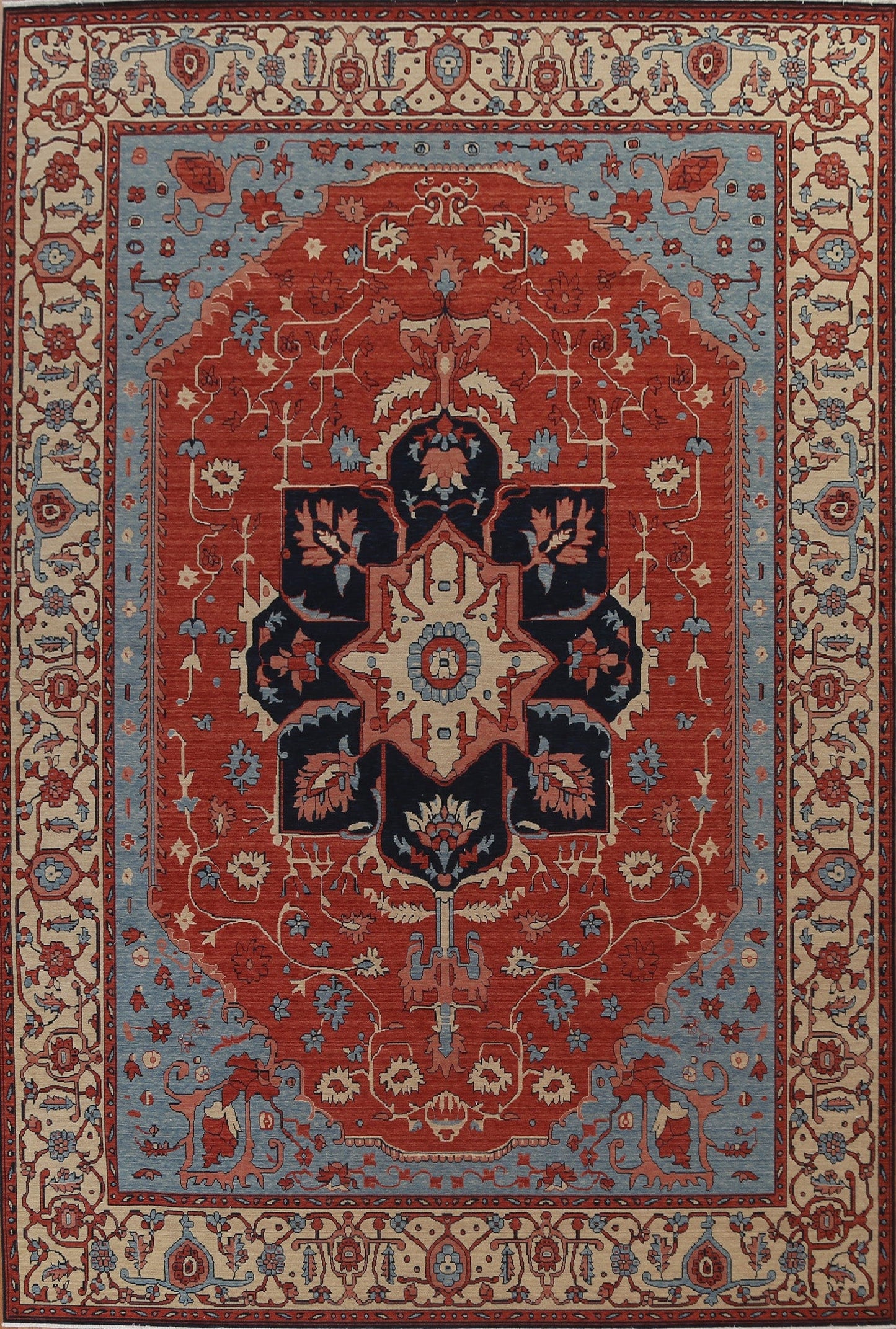 Geometric Handmade Heriz Serapi Oriental Area Rug 10x13