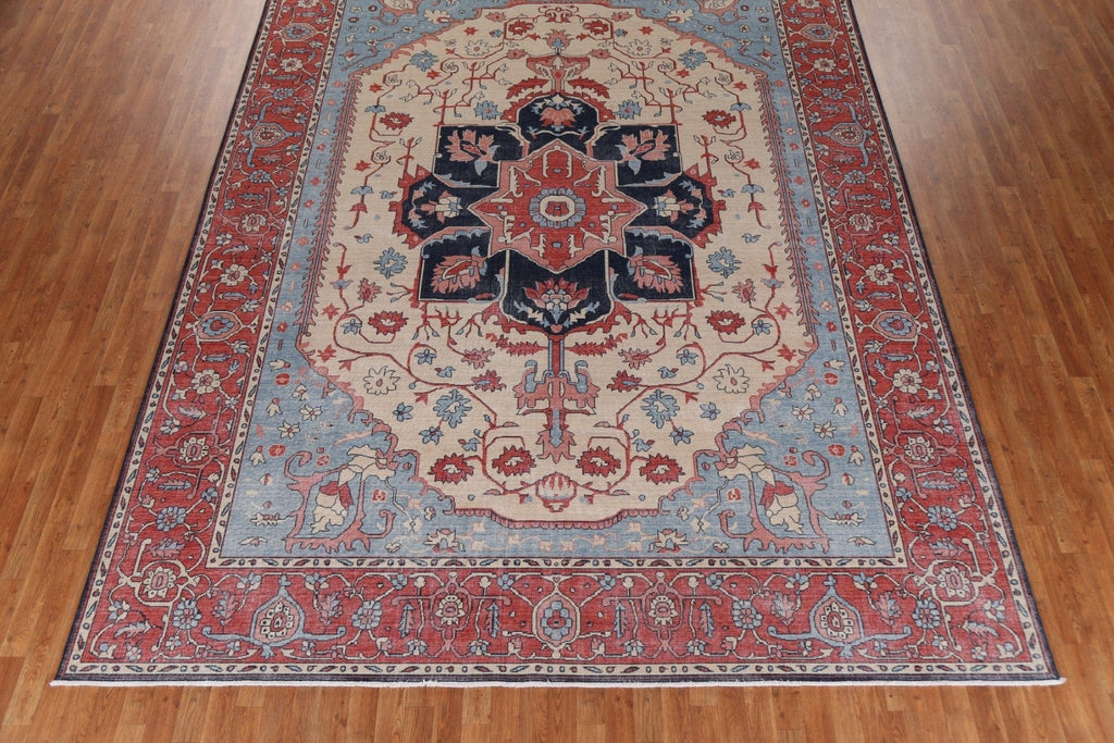 Floral Heriz Serapi Turkish Area Rug 10x13