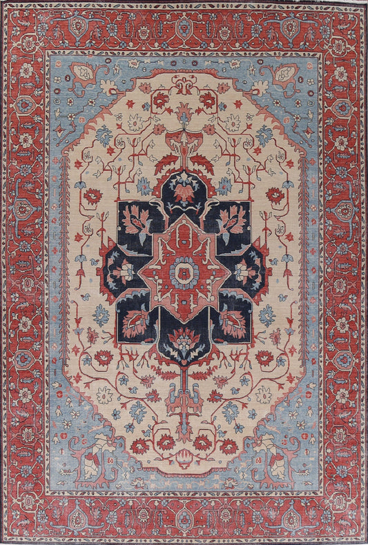 Floral Heriz Serapi Turkish Area Rug 10x13