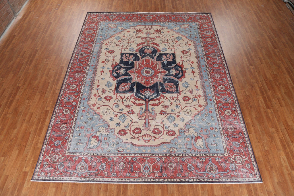 Floral Heriz Serapi Turkish Wool Rug 10x13