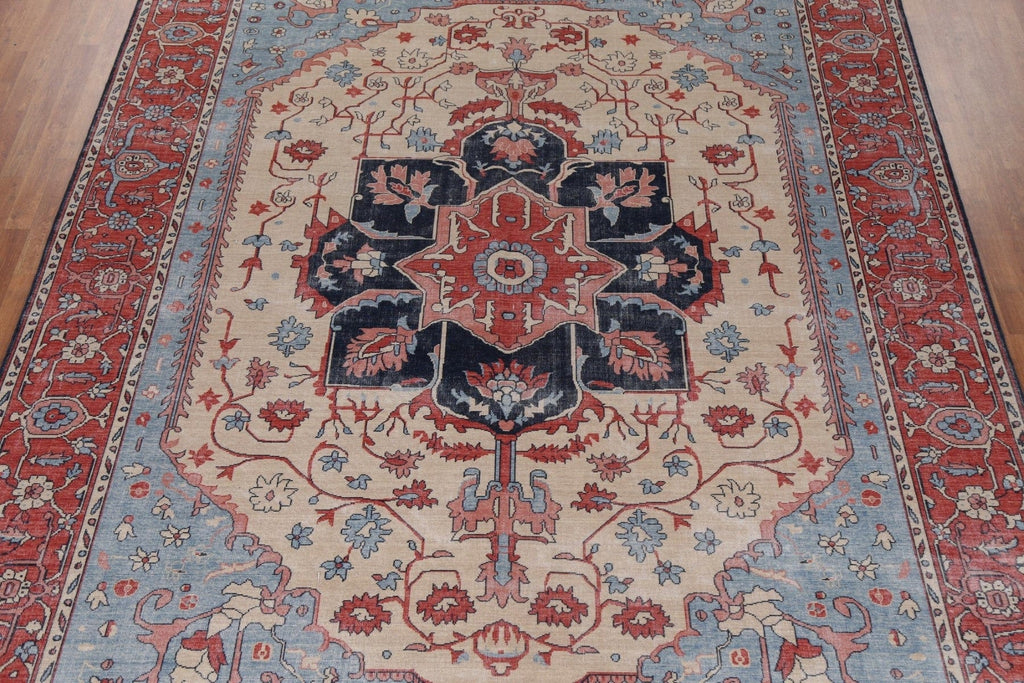 Floral Heriz Serapi Turkish Wool Rug 10x13