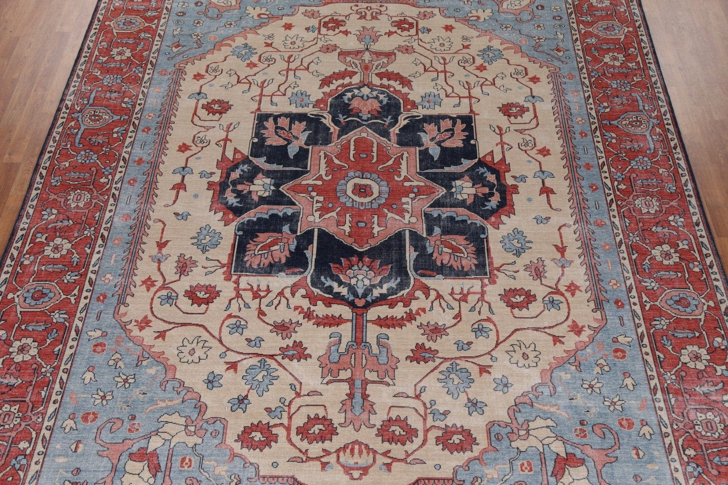 Floral Heriz Serapi Turkish Wool Rug 10x13