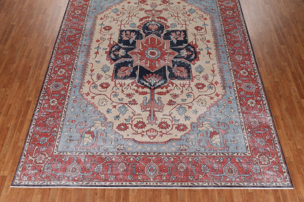 Floral Heriz Serapi Turkish Wool Rug 10x13