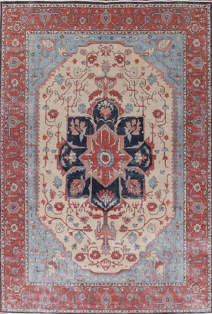 Floral Heriz Serapi Turkish Wool Rug 10x13