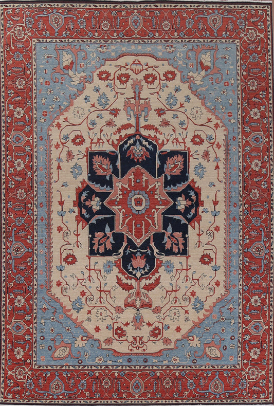 Floral Wool Heriz Serapi Turkish Area Rug 10x13