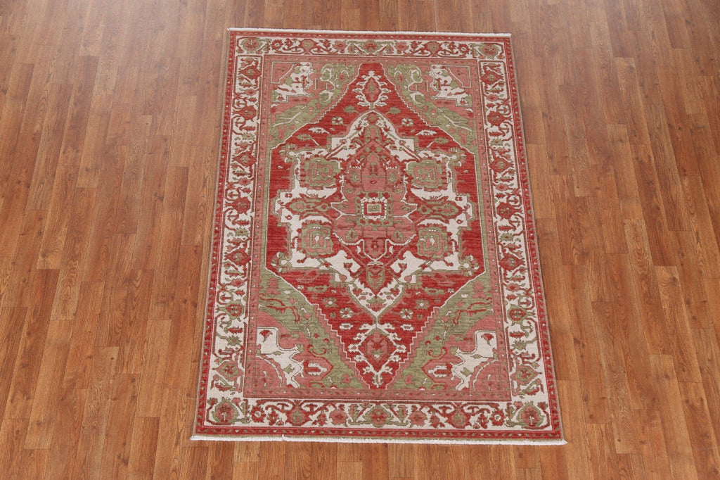 Geometric Heriz Serapi Wool Oriental Rug 4x6