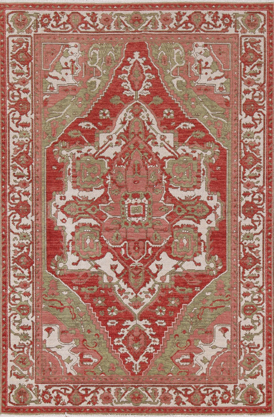 Geometric Heriz Serapi Wool Oriental Rug 4x6