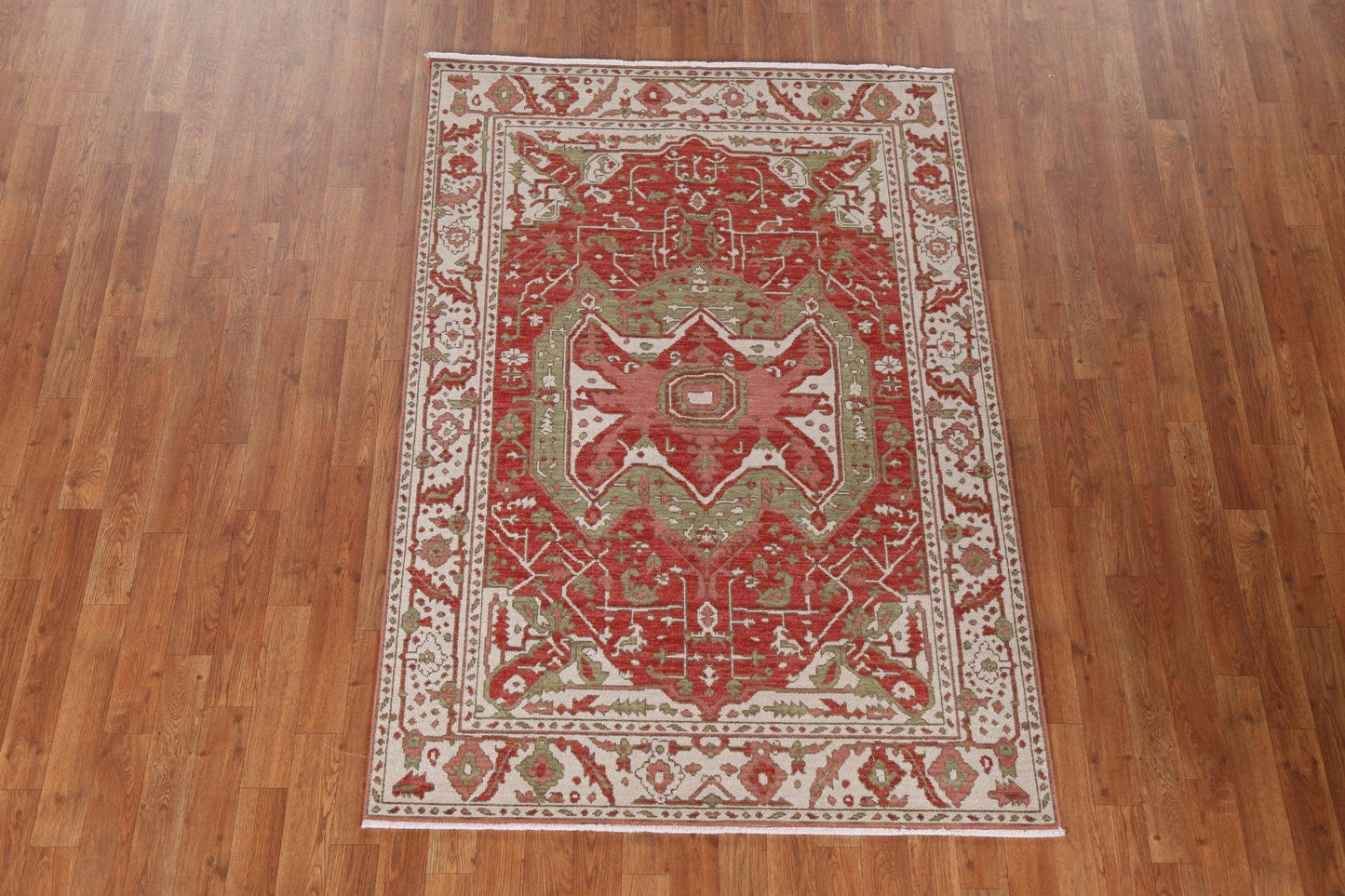 Geometric Heriz Serapi Wool Oriental Rug 4x6