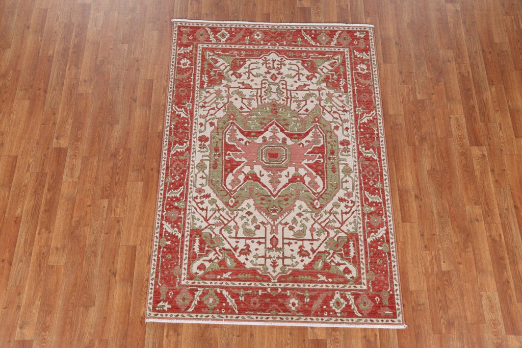 Geometric Heriz Serapi Turkish Wool Rug 4x6