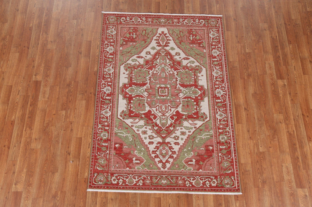 Geometric Heriz Serapi Turkish Wool Rug 4x6