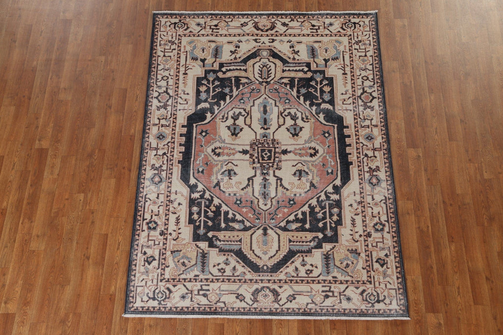 Geometric Heriz Serapi Turkish Area Rug 5x7