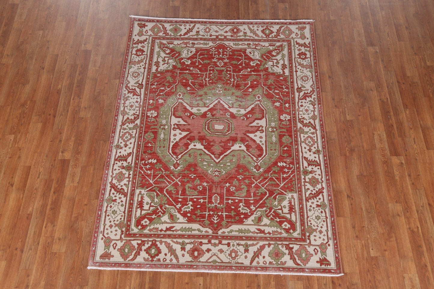 Geometric Heriz Serapi Turkish Area Rug Wool 5x7