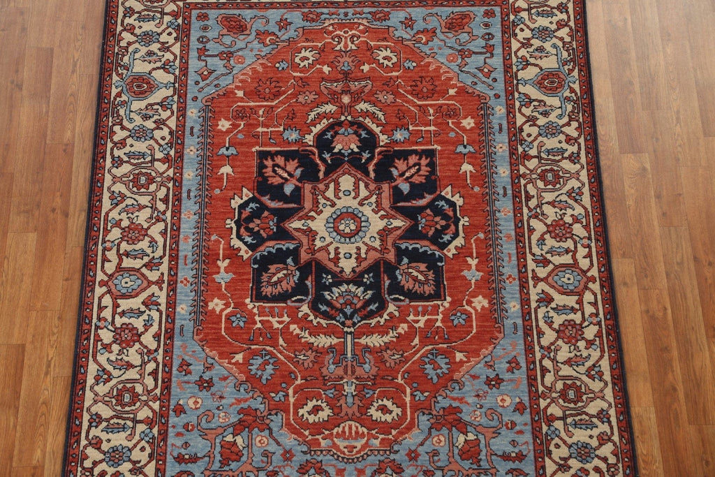 Geometric Heriz Serapi Turkish Area Rug 5x7