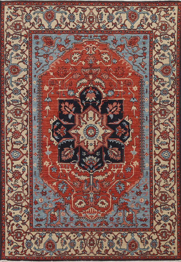 Geometric Heriz Serapi Turkish Area Rug 5x7