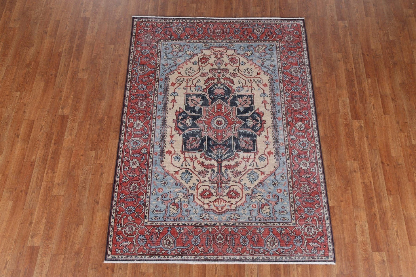 Geometric Heriz Serapi Turkish Area Rug 5x7