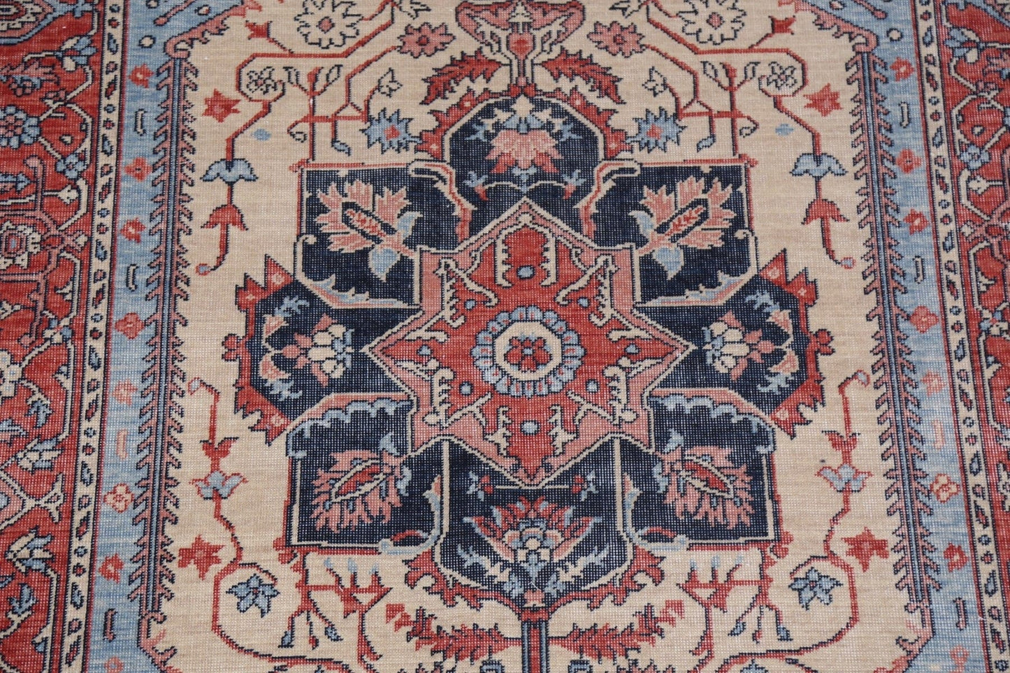 Geometric Heriz Serapi Turkish Area Rug 5x7