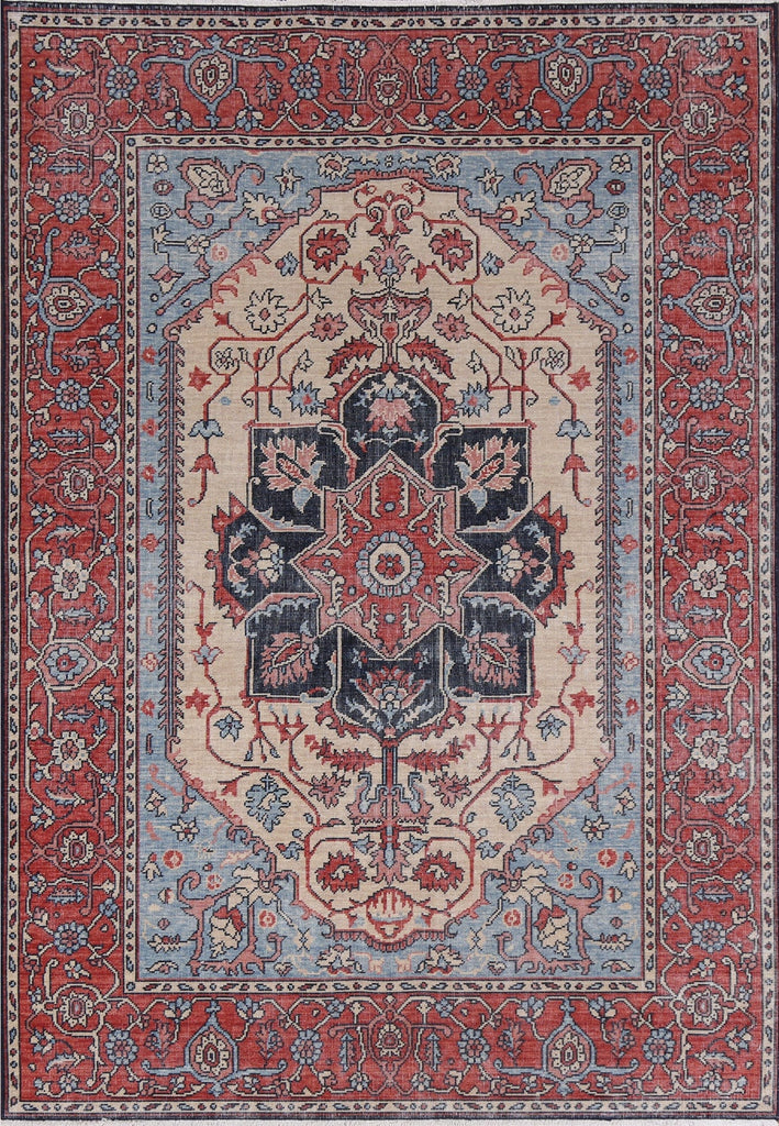 Geometric Heriz Serapi Turkish Area Rug 5x7