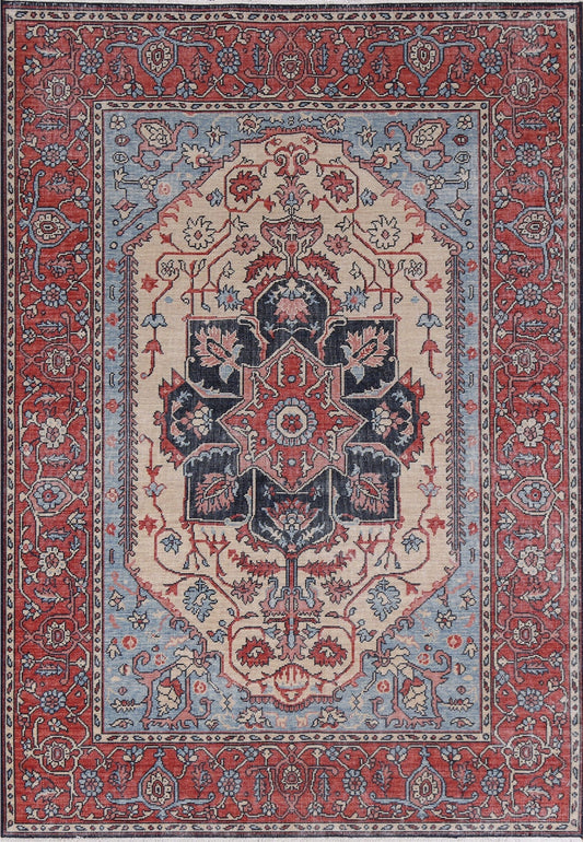 Geometric Heriz Serapi Turkish Area Rug 5x7