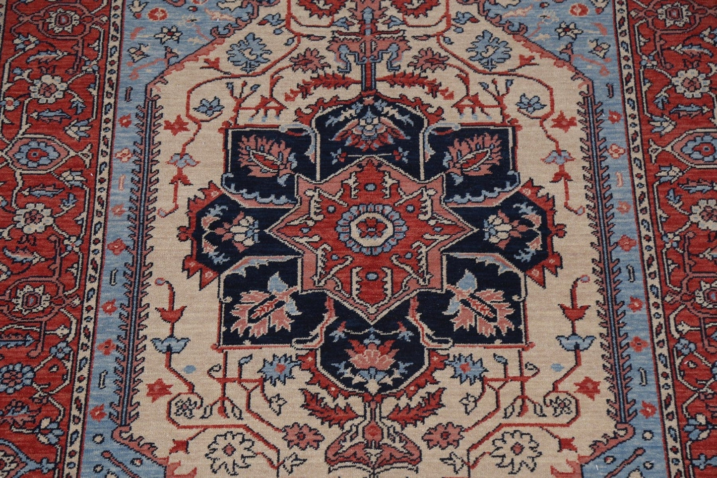 Geometric Heriz Serapi Oriental Wool Rug 5x7