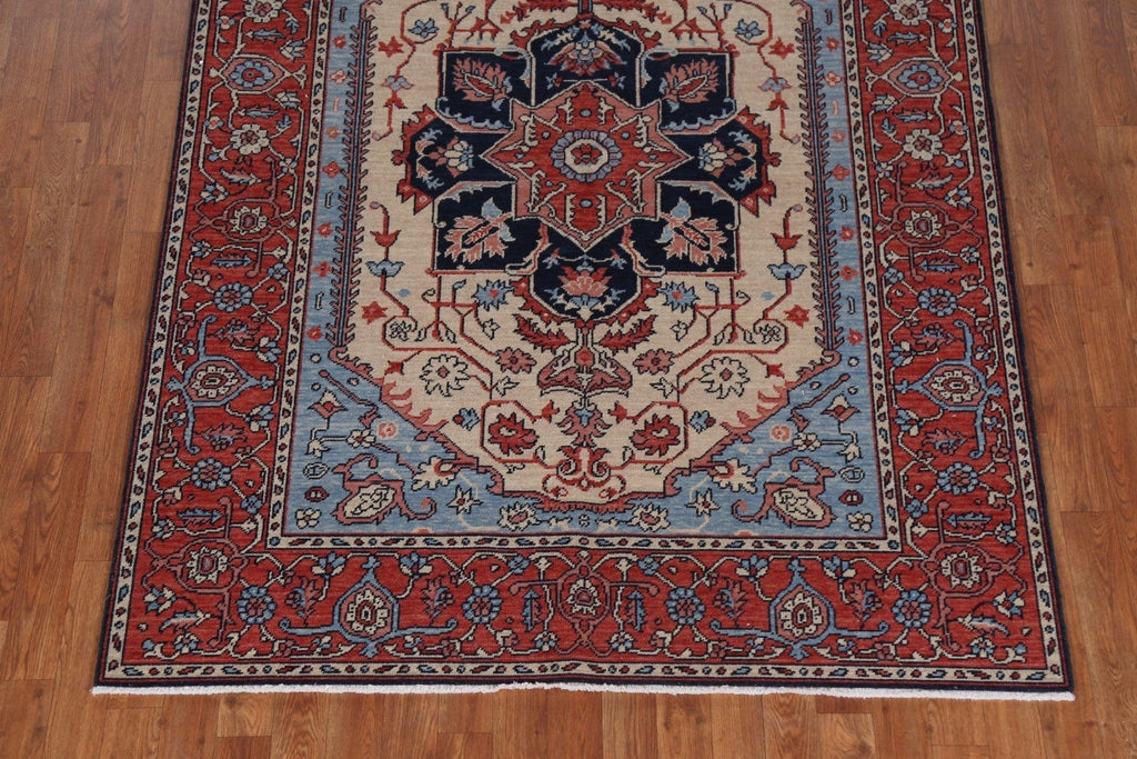 Geometric Heriz Serapi Oriental Wool Rug 5x7