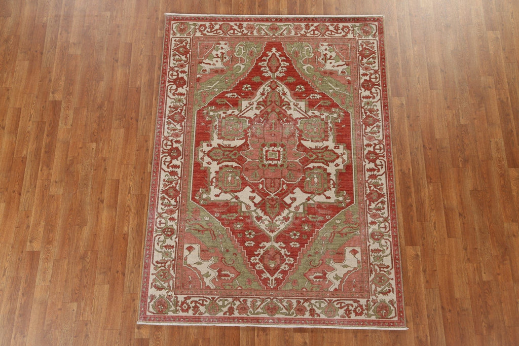 Heriz Serapi Geometric Wool Oriental Area Rug 5x7