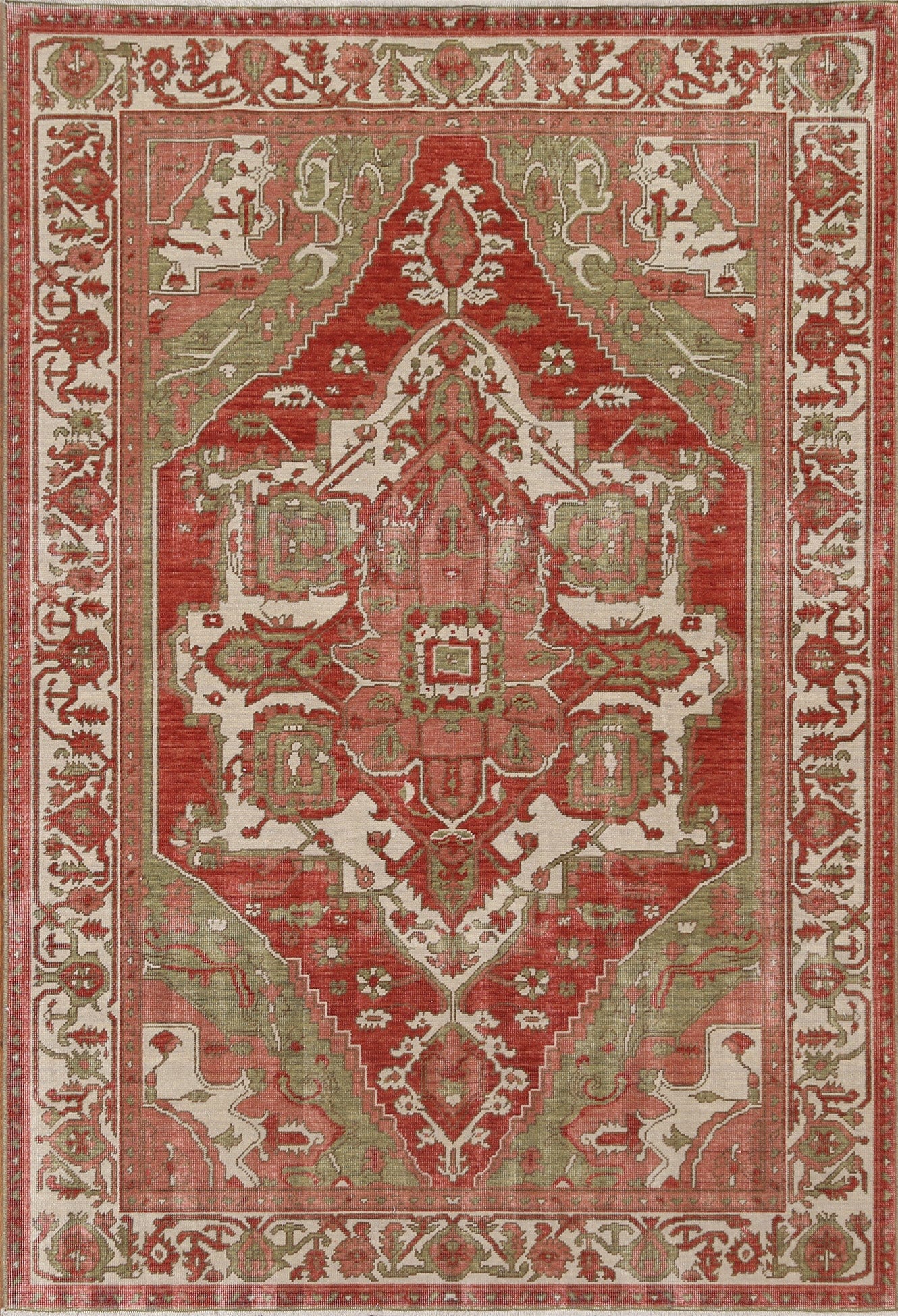 Heriz Serapi Geometric Wool Oriental Area Rug 5x7