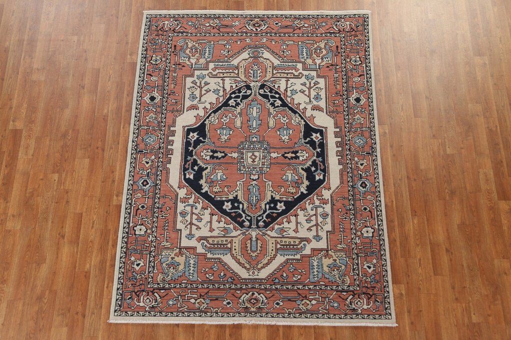 Geometric Heriz Serapi Turkish Area Rug 5x7