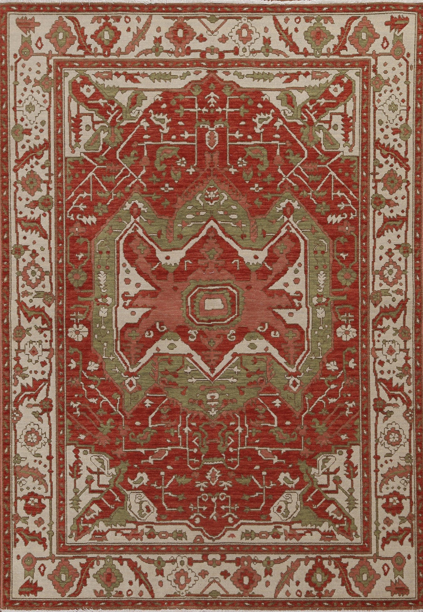 Geometric Heriz Serapi Turkish Area Rug 5x7