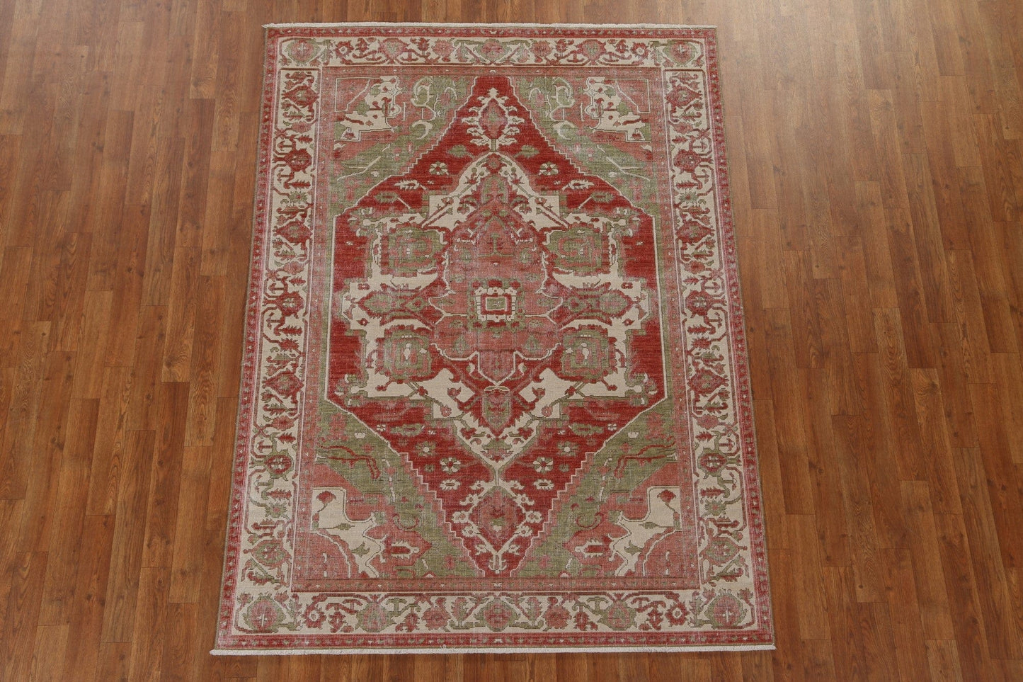 Geometric Heriz Serapi Turkish Wool Rug 5x7