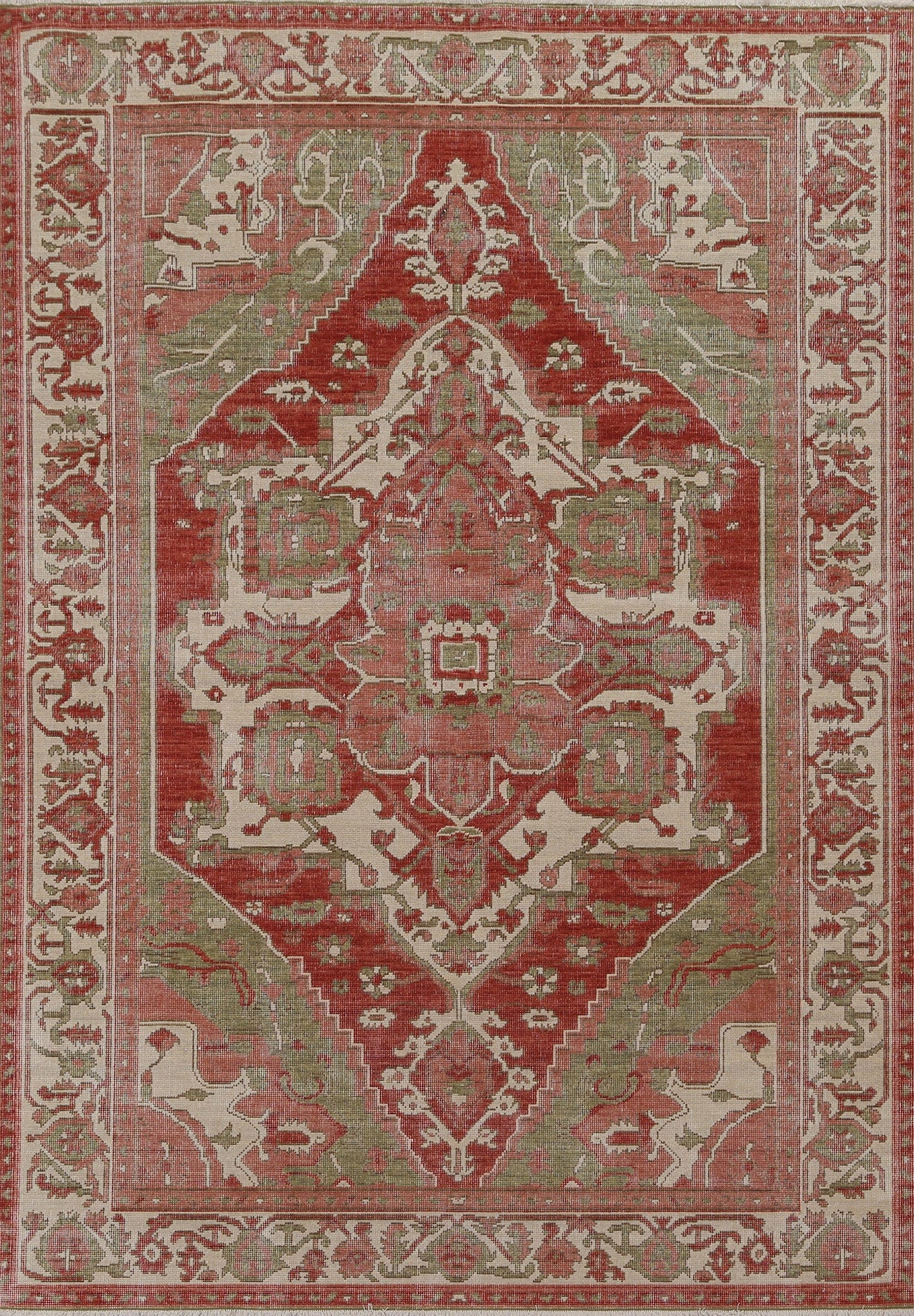 Geometric Heriz Serapi Turkish Wool Rug 5x7