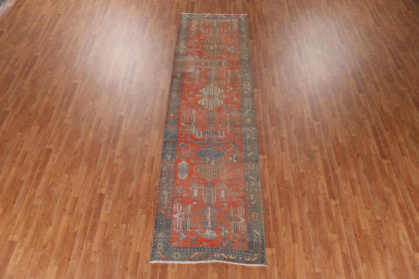 Geometric Heriz Persian Runner Rug 3x12